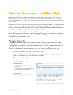 How to: Keywords and Best Bets