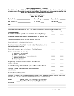 Qualifying Exam Checklist - Texas Tech University Departments