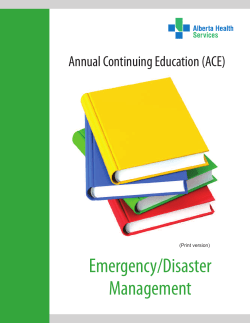 Alberta Health Services Emergency/Disaster Management