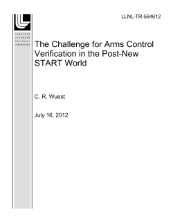 The Challenge for Arms Control Verification in the Post