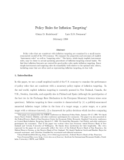 Policy Rules for In ation Targeting