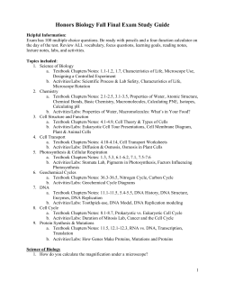 Fall Final Exam Study Guide