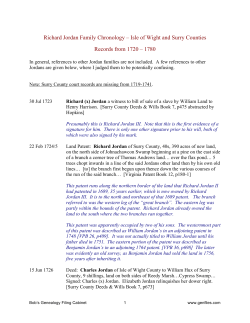 Richard Jordan Family Chronology