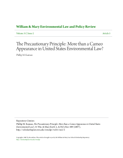 The Precautionary Principle: More than a Cameo Appearance in