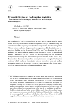 Syncretic Sects and Redemptive Societies