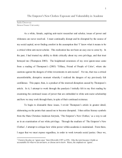 The Emperor`s New Clothes: Exposure and Vulnerability in Academe