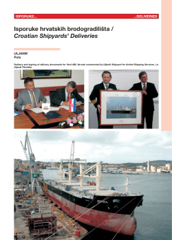 Croatian Shipyards` Deliveries