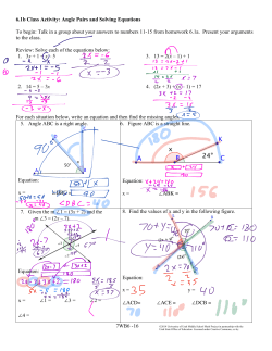 7WB6 - 16 6.1b Class Activity: Angle Pairs and Solving Equations To