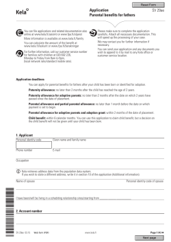 Application Parental benefits for fathers SV 29ae