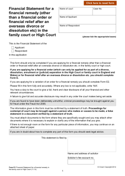 Form E1 - Financial Statement for a financial remedy (other than a