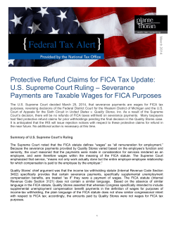Protective Refund Claims for FICA Tax Update