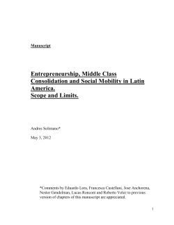 Entrepreneurship, Middle Class Consolidation and Social Mobility in