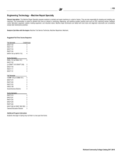 Engineering Technology &ndash; Machine Repair Specialty