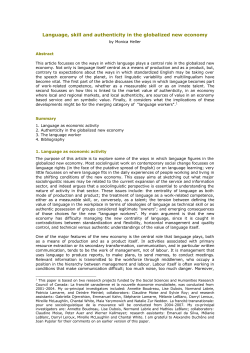 Language, skill and authenticity in the globalized new economy, by