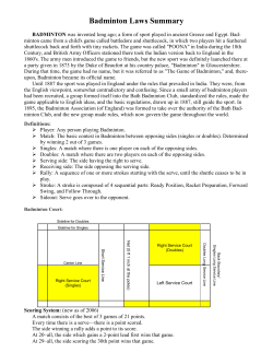 106 Badminton Course Notes