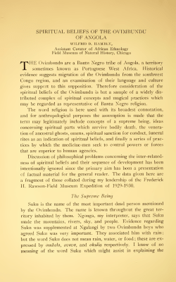 Spiritual Beliefs of the Ovimbundu of Angola.