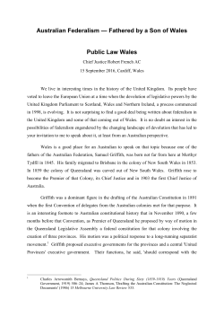 Australian Federalism &mdash; Fathered by a Son of Wales Public Law