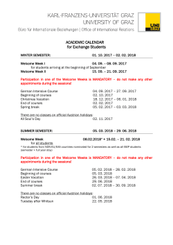 ACADEMIC CALENDAR for Exchange Students