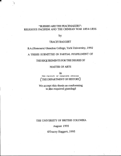 RELIGIOUS PACIFISM AND THE CRIMEAN WAR 1854
