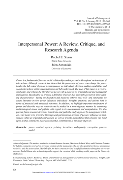 Interpersonal Power - Southeastern Homepages