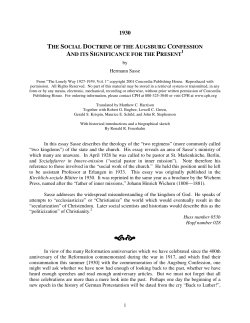 the social doctrine of the augsburg confession and its significance