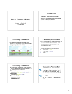 Motion, Forces and Energy Acceleration Calculating Acceleration