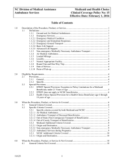 NC DMA: 15, Ambulance Services