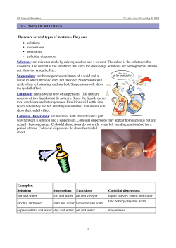 Solutions Suspensions Emulsions