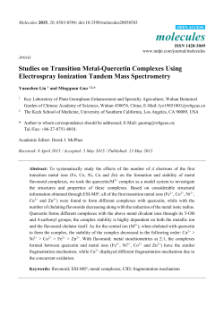 Studies on Transition Metal-Quercetin Complexes Using