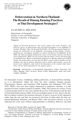 Deforestation in Northern Thailand: The Result of Hmong Farming