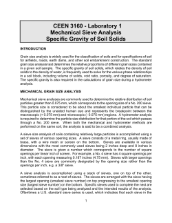 Laboratory 1 Mechanical Sieve Analysis Specific Gravity of Soil Solids
