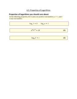 6.5: Properties of Logarithms Properties of logarithms you should
