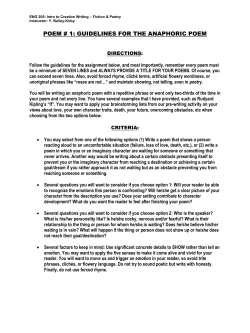 poem # 1: guidelines for the anaphoric poem