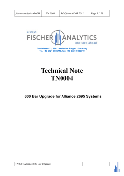 Technical Note TN0004 600 Bar Upgrade for Alliance 2695 Systems