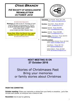 Oct - New Zealand Society of Genealogists