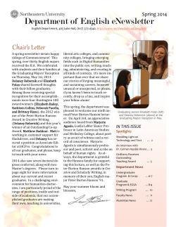 Spring 2014 Department of English eNewsletter