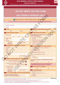 DO NOT WRITE ON THIS FORM USE FRENCH VERSION ONLY