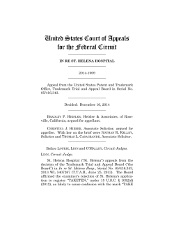 In Re St. Helena Hospital - USPTO e-FOIA page
