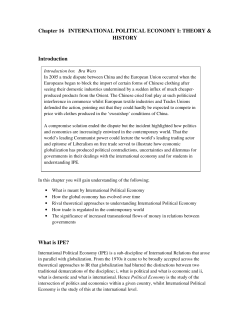 Chapter 16 INTERNATIONAL POLITICAL ECONOMY I: THEORY