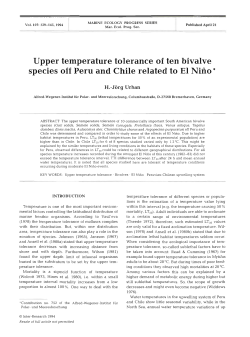 Upper temperature tolerance of ten bivalve species