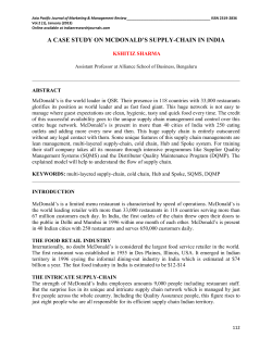 A CASE STUDY ON MCDONALD`S SUPPLY