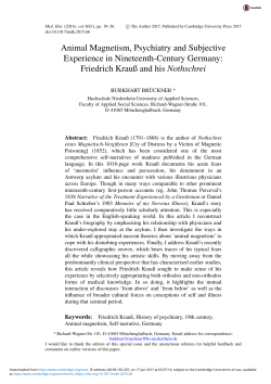 Animal Magnetism, Psychiatry and Subjective Experience in