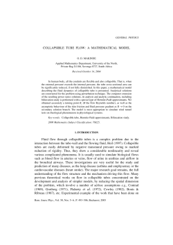 COLLAPSIBLE TUBE FLOW: A MATHEMATICAL MODEL Fluid flow