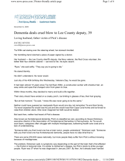 Dementia deals cruel blow to Lee County deputy, 39