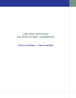 JOB DESCRIPTIONS: AN EMPLOYERS` HANDBOOK