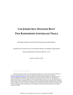 CAN JURORS SELF-DIAGNOSE BIAS? TWO RANDOMIZED