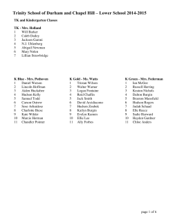 2014-2015 Lower School Class Rosters