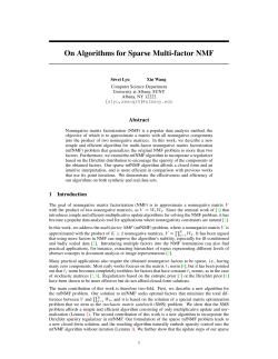 On Algorithms for Sparse Multi-factor NMF