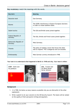 Crisis in Berlin: decisions game!