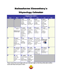Raineshaven Elementary`s Etymology Calendar